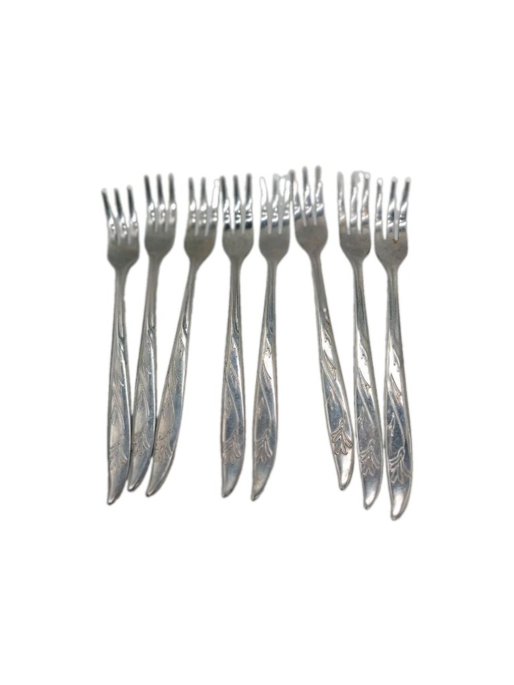 Set Of 8 Seafood Horderves Forks Vintage Taiwan 6" Floral
